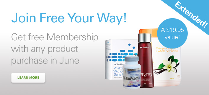 Join Shaklee free with any product purchase