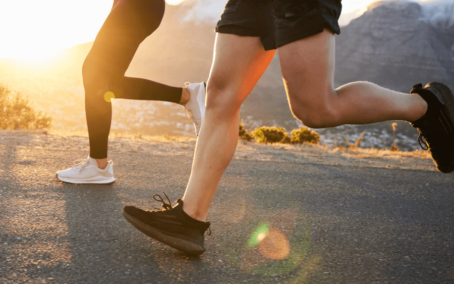 People running on a road